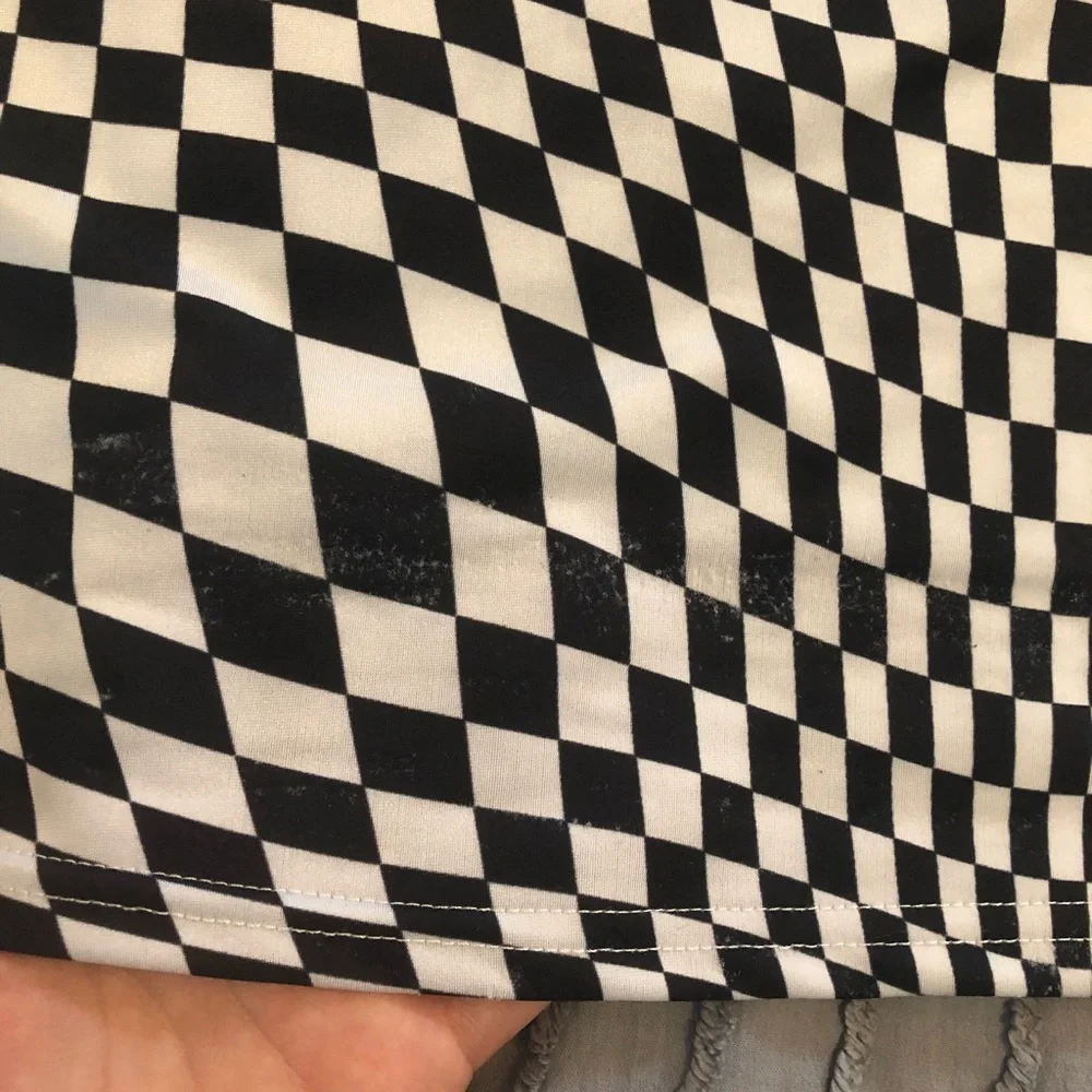 Dolls Kill “Reality Check” Warped Checkered Crop Top - S - Picture 6 of 6
